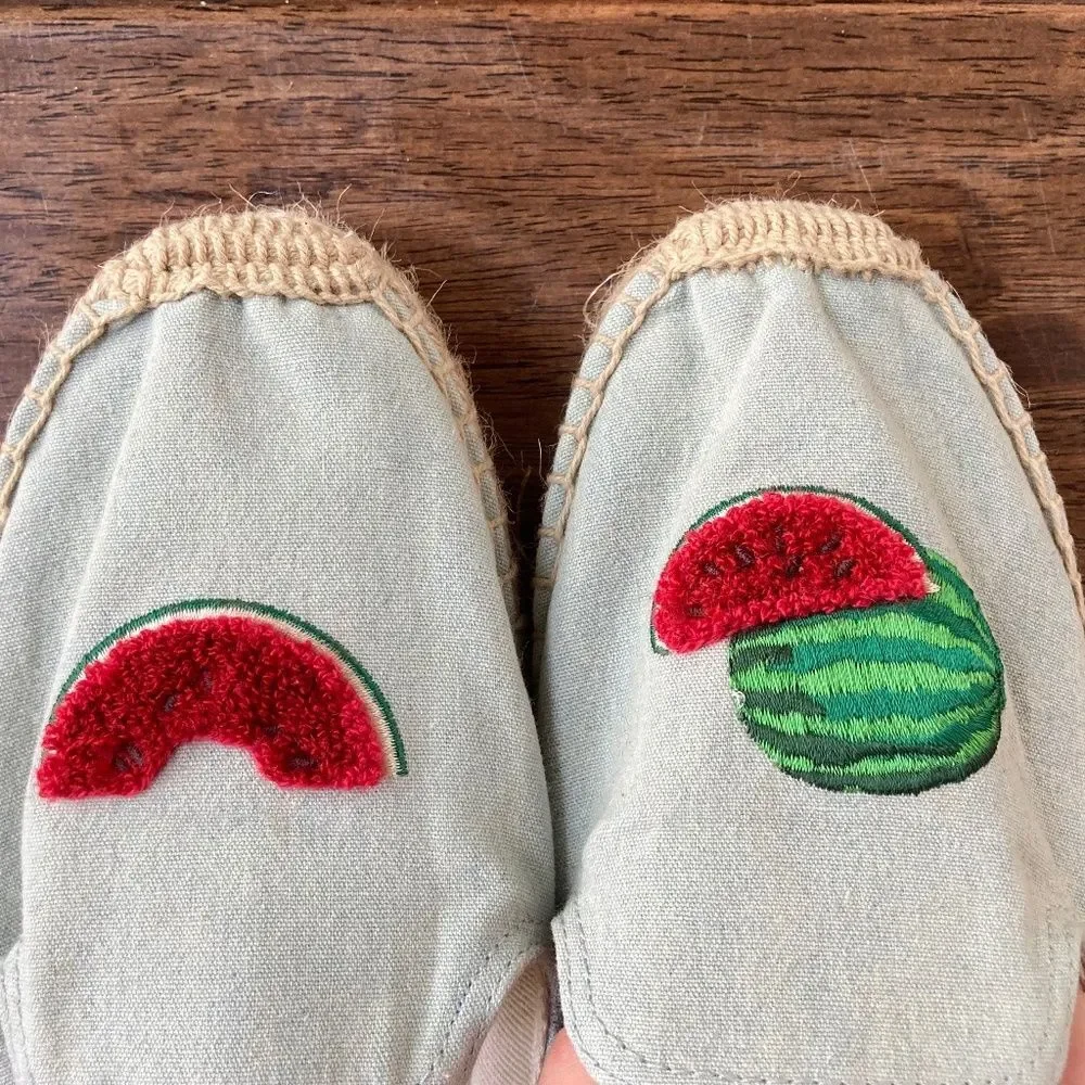 Soludos Chambray Watermelon Smoking Slippers Espadrille Size 9